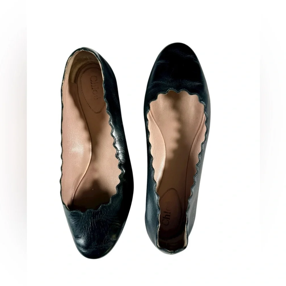 Chloe LAUREN Leather Scalloped Ballet Flats. Made in Italy US 7.5 - Picture 12 of 14